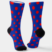 Red On Blue Polka Dots Pattern Design Sokken