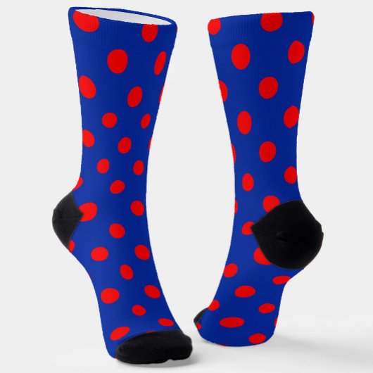 Red On Blue Polka Dots Pattern Design Sokken