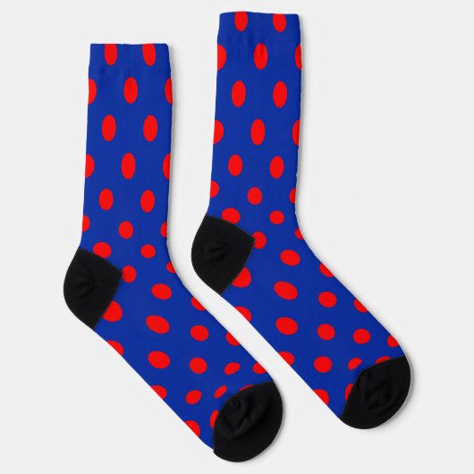 Red On Blue Polka Dots Pattern Design Sokken (Rechts)