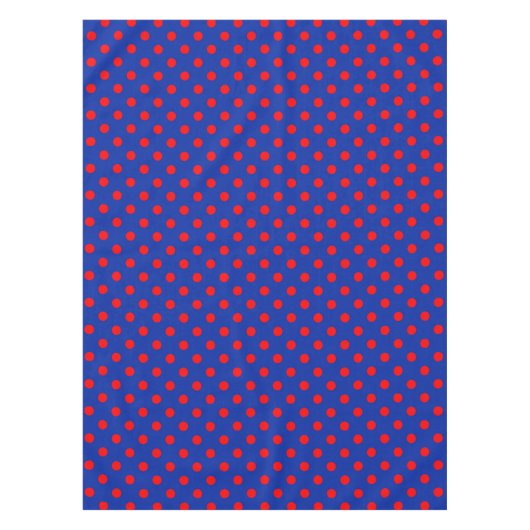 Red On Blue Polka Dots Pattern Design Tafelkleed (Voorkant)