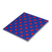 Red On Blue Polka Dots Pattern Design  Tegeltje (Zijkant)