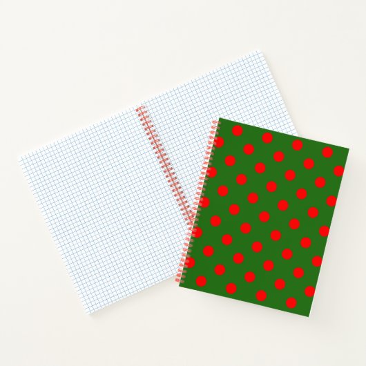 Red On Green Polka Dots Pattern Design  Notitieboek (Binnen)
