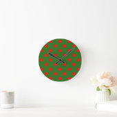 Red On Green Polka Dots Pattern Design Ronde Klok (Huis)