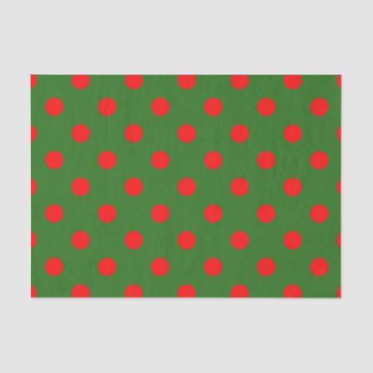Red On Green Polka Dots Pattern Design  Tissuepapier (Voorkant)