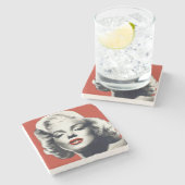 Red on Red Lips Marilyn Stenen Onderzetter (Zijkant)