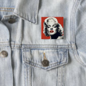 Red on Red Lips Marilyn Vierkante Button 5,1 Cm (In situ)