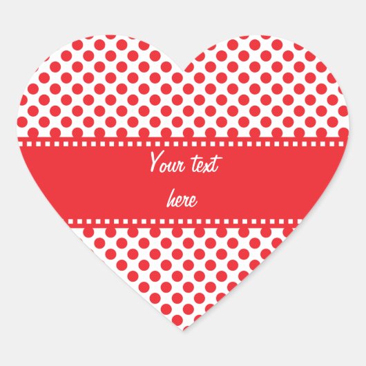 Red on White Polka Dot Hart Sticker (Voorkant)