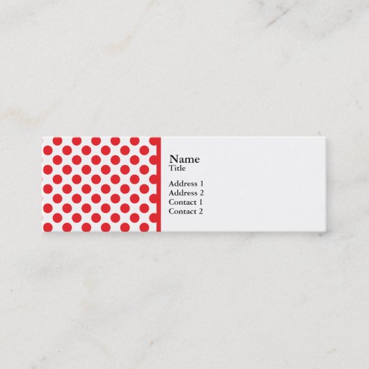 Red on White Polka Dot Mini Visitekaartje (Voorkant)