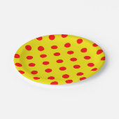 Red On Yellow Polka Dots Pattern Design  Papieren Bordje (Gekanteld)