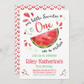 Red One in a Melon 1st Birthday Invitation (Devant / Derrière)