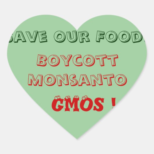 Red ons eten! hart sticker (Voorkant)