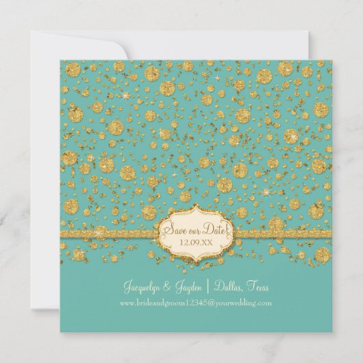 Red onze datum Gold Leaf Glitter Confetti Polka Do Save The Date (Voorkant)