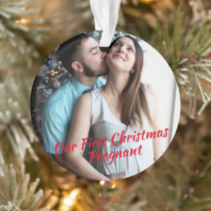 Red Onze eerste kerstfoto Zwangere Foto Ornament