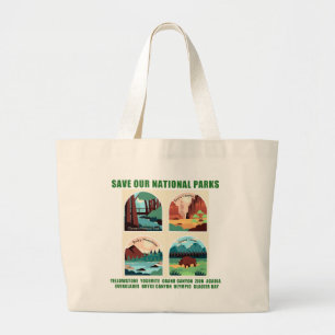 Red onze nationale parken grote tote bag