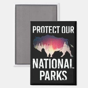 Red onze nationale parken Retro Bizon Verken Weers Magneet