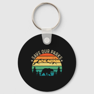 Red onze nationale parken Retro Wandelen Sleutelhanger