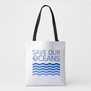 Red onze oceaanblauwe, gestileerde aardgolven tote bag