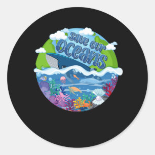 Red onze oceanen Conservatie Aarde schildpad Walvi Ronde Sticker