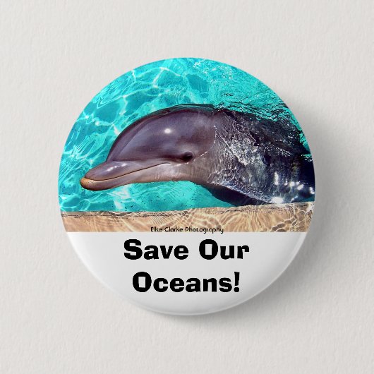 Red onze Oceanen! Dolphin Photo Button (Voorkant)
