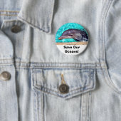 Red onze Oceanen! Dolphin Photo Button (In situ)