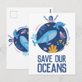 Red onze Oceanen Earth Day Briefkaart (Voorkant / Achterkant)