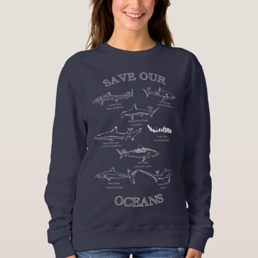 Red onze oceanen haai crewneck trui (Voorkant)