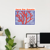 Red onze oceanen Happy Fish en Coral Poster (Thuiskantoor)
