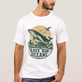 Red onze oceanen milieubescherming t-shirt