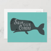 Red onze oceanen milieuwalvisblauw briefkaart (Voorkant / Achterkant)