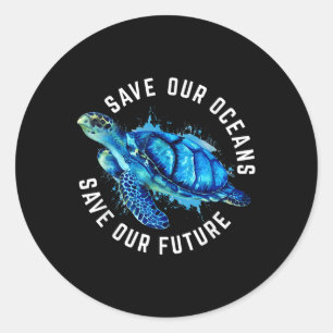 Red onze oceanen op de Dag van de Aarde Pro Milieu Ronde Sticker