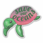 Red onze Oceanen Paarse Zee Turtle Sticker (Voorkant)