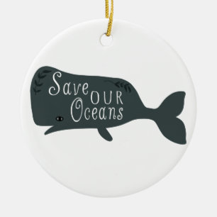 Red onze oceanen witte vis keramisch ornament