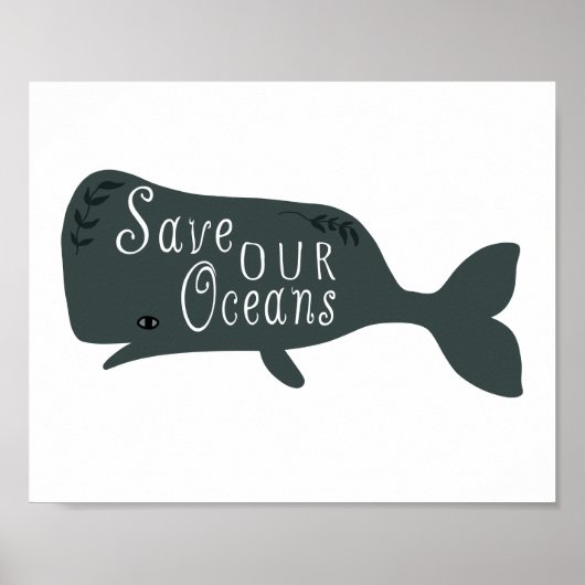 Red onze oceanen witte vis poster (Voorkant)