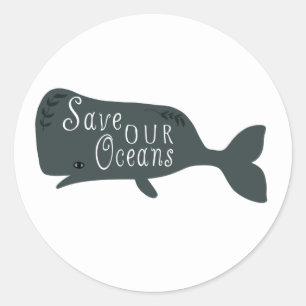 Red onze oceanen witte vis ronde sticker