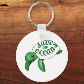Red onze Oceans Cute Turtle Sleutelhanger (Achterkant)