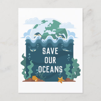 Red onze oceans Earth Day Briefkaart