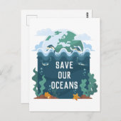 Red onze oceans Earth Day Briefkaart (Voorkant / Achterkant)