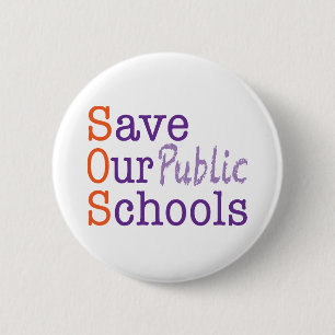 Red onze openbare scholen SOS Ronde Button 5,7 Cm