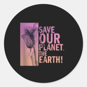 Red onze planeet De Aarde Olifant Milieu P Ronde Sticker