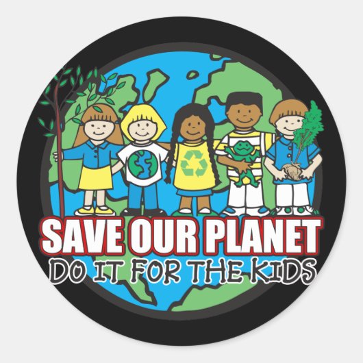 Red onze planeet ronde sticker (Voorkant)