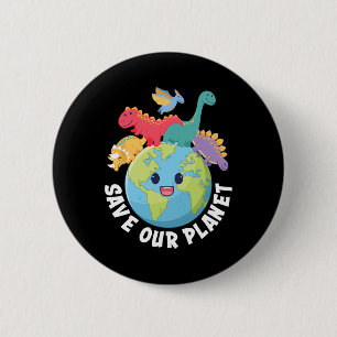 Red onze Planet Dinosaurus Earth Day Kinder Jongen Ronde Button 5,7 Cm