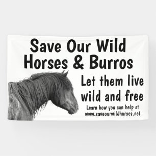 Red onze wilde paarden met 3 x 5 banner