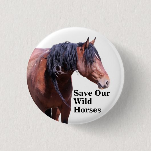 Red onze wilde paarden ronde button 3,2 cm (Voorkant)