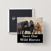 Red onze wilde paarden vierkante button 5,1 cm (Voorkant /achterkant)