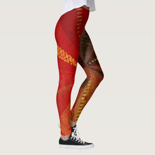Red Orange Brown Spiral Leggings Abstraits (Droite)