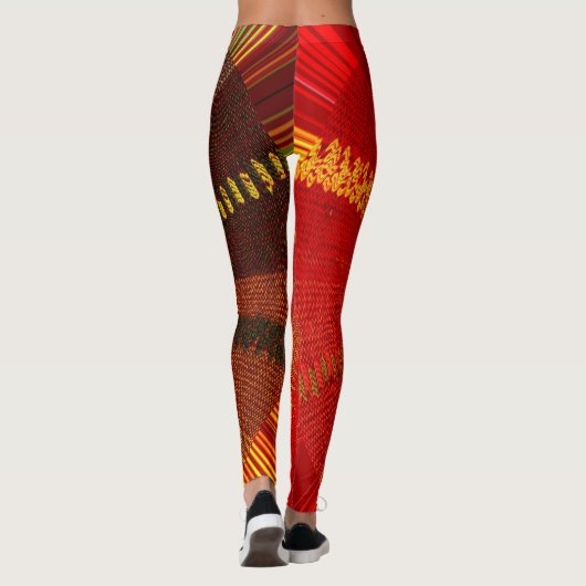 Red Orange Brown Spiral Leggings Abstraits (Dos)
