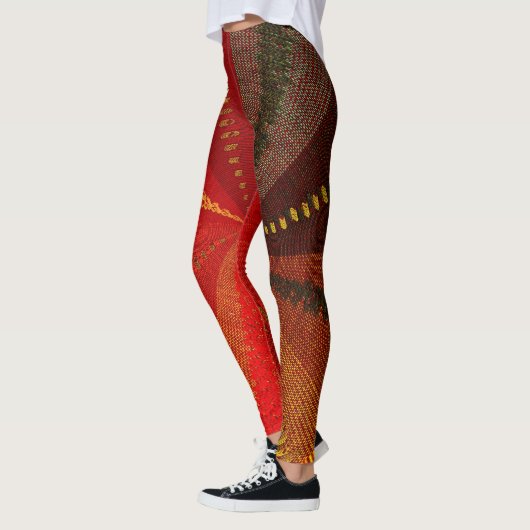 Red Orange Brown Spiral Leggings Abstraits (Gauche)