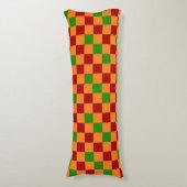Red Orange Green Checkered Pattern Design Lichaamskussen (Voorkant Verticaal)