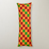 Red Orange Green Checkered Pattern Design Lichaamskussen (Achterkant (Verticaal))