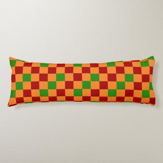 Red Orange Green Checkered Pattern Design Lichaamskussen (Voorkant)